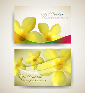 beautiful flowers business cards vector