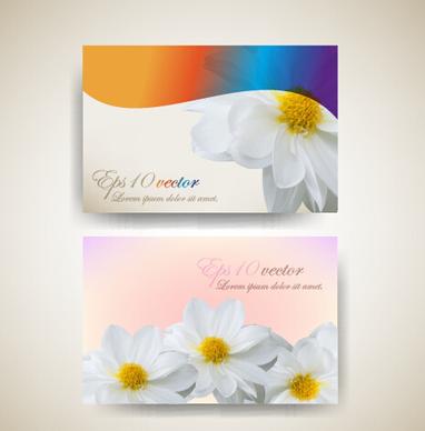 beautiful flowers business cards vector