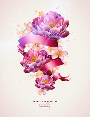 beautiful flowers elements background vector