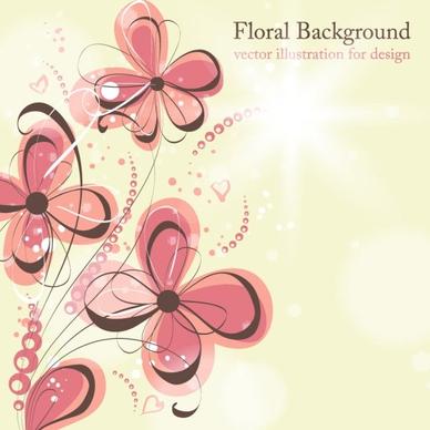 beautiful flowers illustration background pattern 04 vector