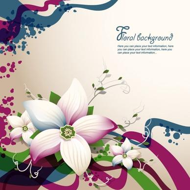 beautiful flowers shading background 04 vector