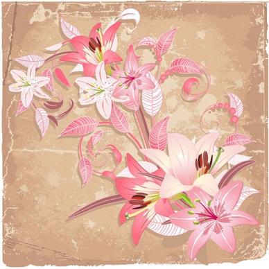 beautiful flowers vector background0003