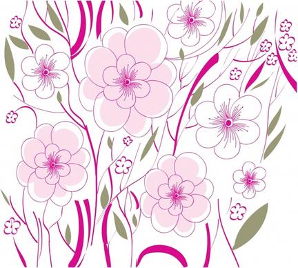 flowers background colored classical flat sketch