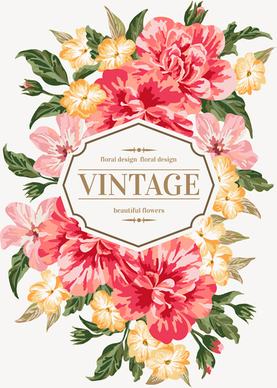 beautiful flowers with vintage card vectors