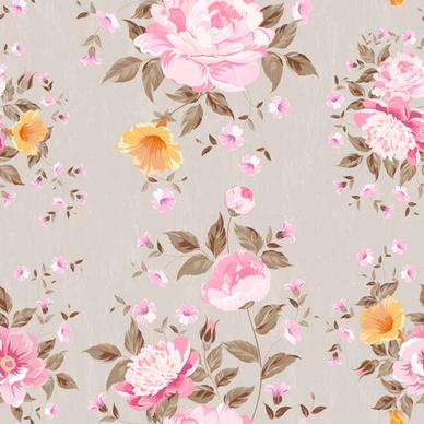 beautiful flowers with vintage seamless pattern vector