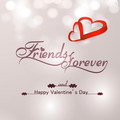 beautiful friends forever for happy valentines day heart stylish text colorful background vector