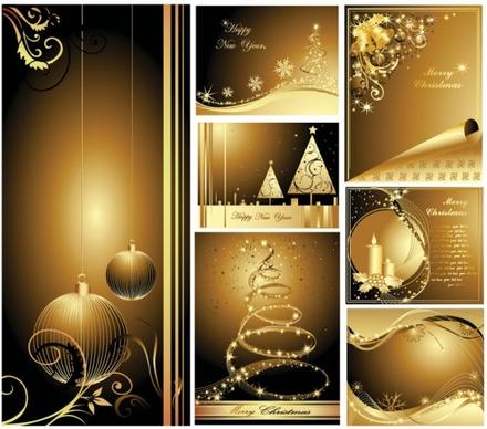 beautiful gold christmas cards vector