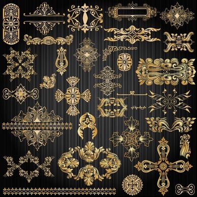 decorative elements elegant golden classical european symmetry shapes