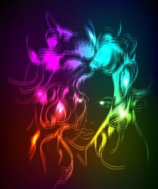 beautiful gorgeous neon silhouette 01 vector