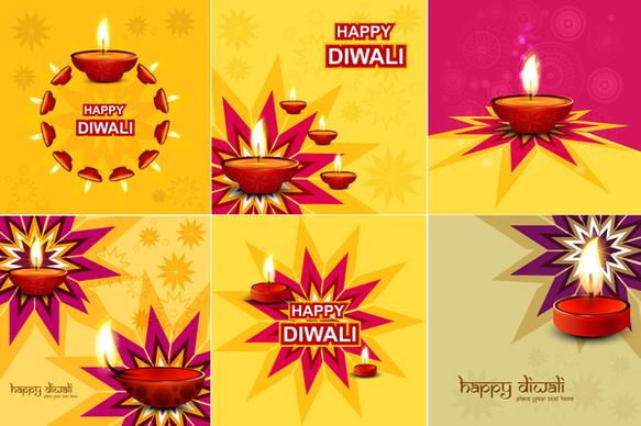 beautiful happy diwali collection celebration card colorful hindu festival background vector
