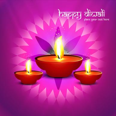 beautiful happy diwali diya bright colorful hindu festival background vector illustration