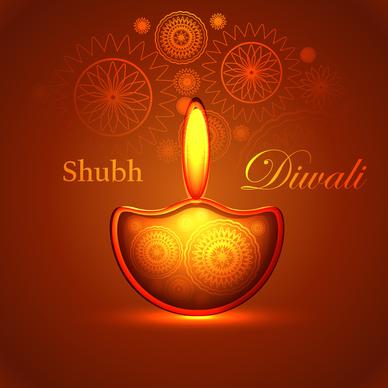beautiful happy diwali shiny diya bright colorful hindu festival background design vector