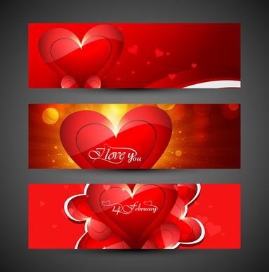 beautiful header colorful for valentines day heart banners set love website vector