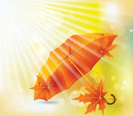 beautiful maple leaf umbrella 02 vector