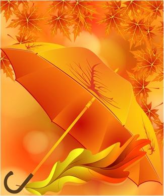 autumn background template orange elegant umbrella leaves decor