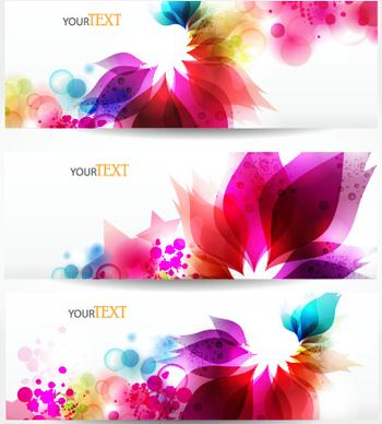 beautiful multicolor floral vector banners