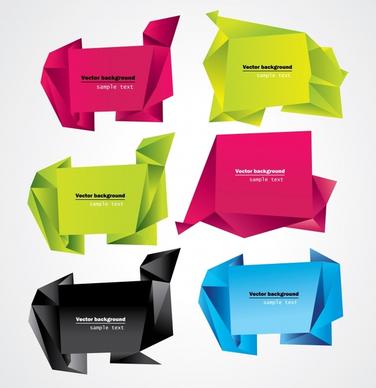 decorative origami templates shiny colored 3d shapes sketch