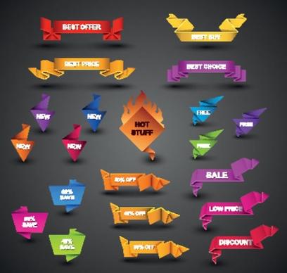 decorative origami templates collection colorful 3d shapes