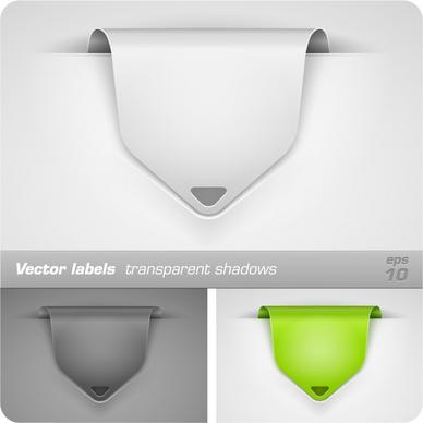 3d labels templates shiny colored modern transparent shadows folded