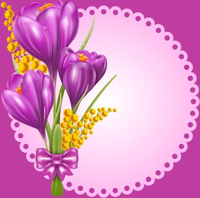 beautiful purple flower card vectors