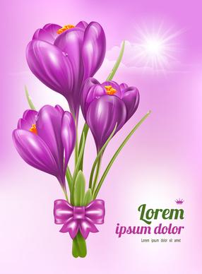beautiful purple flower card vectors
