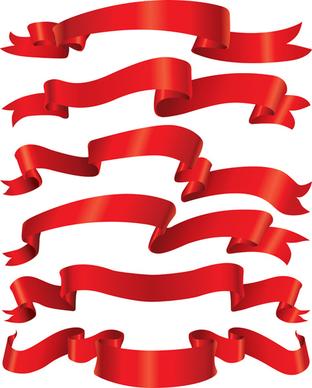 beautiful red ribbon banners set vector