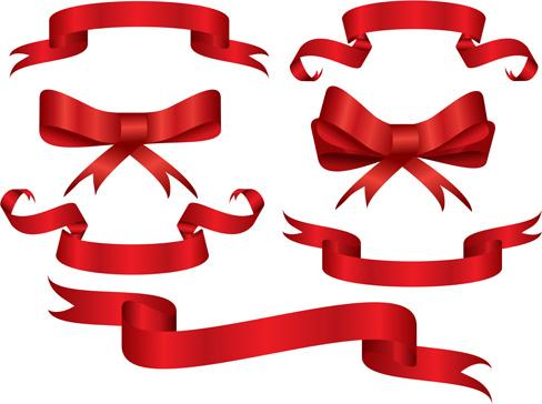 beautiful red ribbon banners set vector