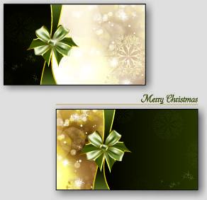 beautiful ribbon bow christmas cards vector