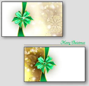 beautiful ribbon bow christmas cards vector