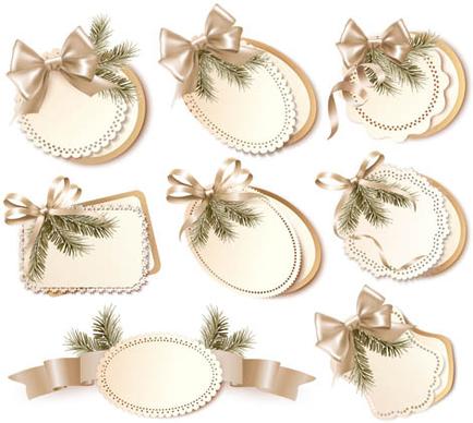 beautiful ribbon bow with cards vectors