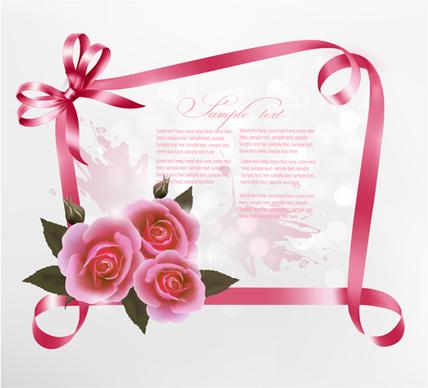 beautiful ribbon flower cards vector