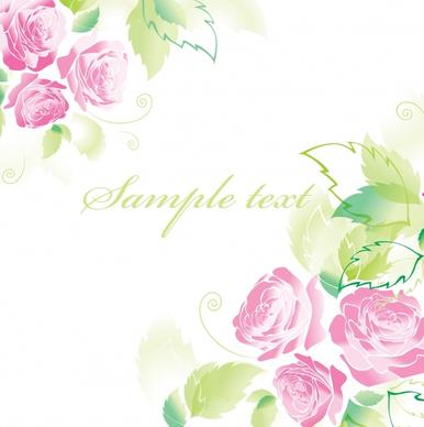 decorative card background template bright colored roses sketch