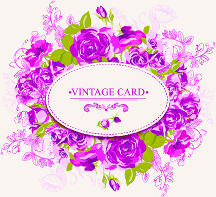 beautiful roses with vintage cards creative vector