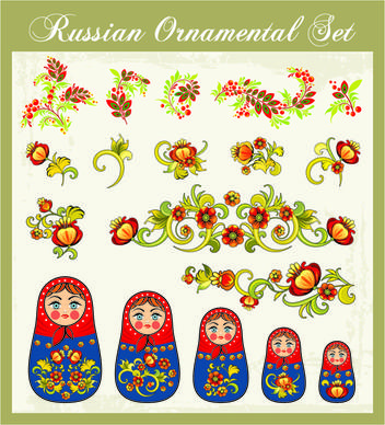 beautiful russian style ornaments design vector