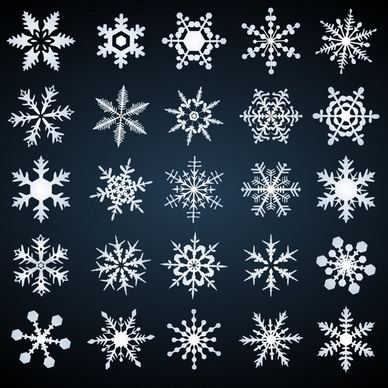 snowflakes icons collection classical symmetrical shapes