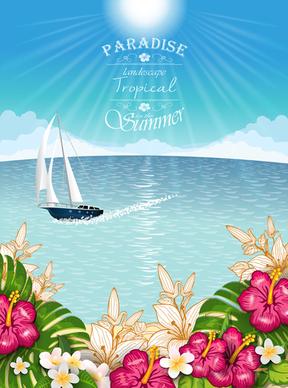 beautiful tropical paradise scenery background vector