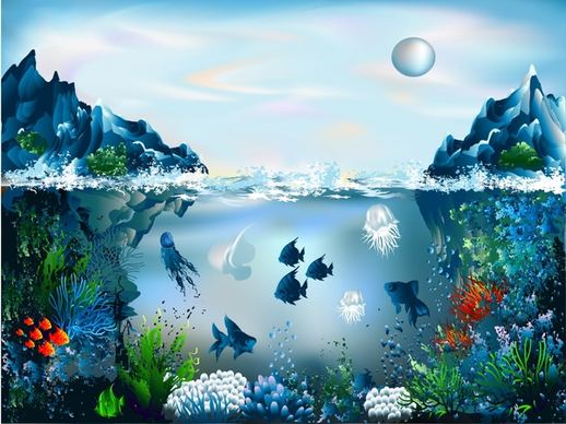 ocean painting colorful modern realistic design