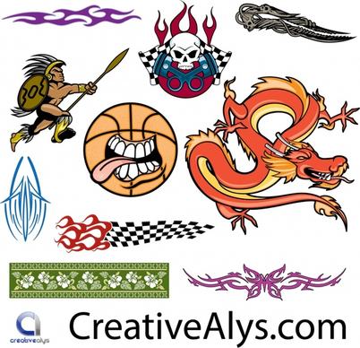 decorative templates colorful symbols shapes sketch