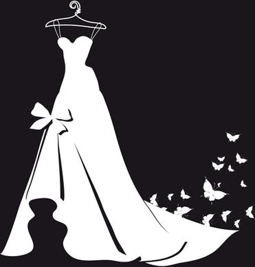 beautiful wedding dress silhouette design vector