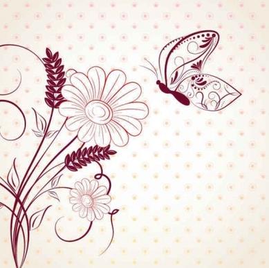 beautiful with flower background cartoon vector