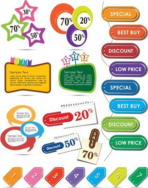 sales tags templates colorful modern shapes