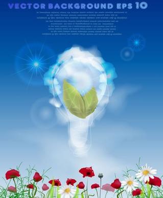eco background template colorful modern lightbulb plants sketch