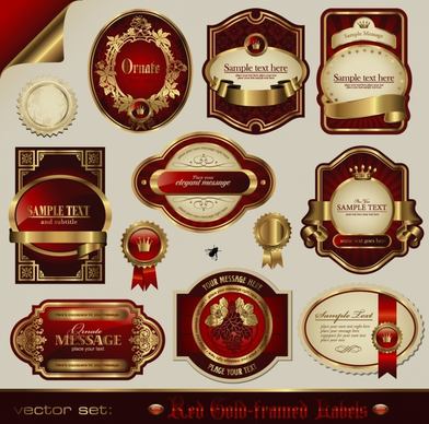 luxury badge templates european elegant goden red decor