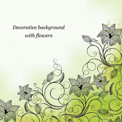 decorative background botany sketch classical curved design