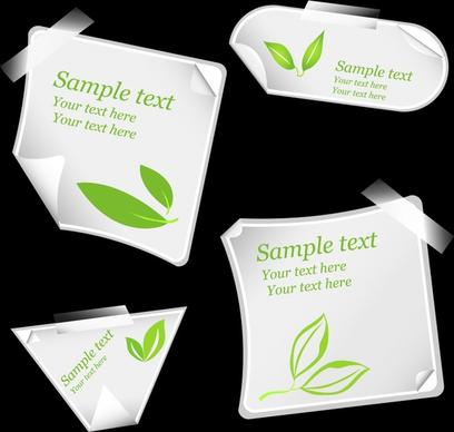 ecological label template modern green leaf decor