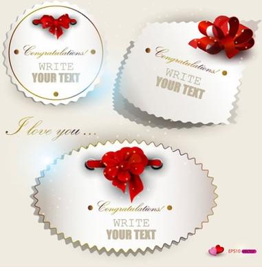 beautifully valentine bow label vector