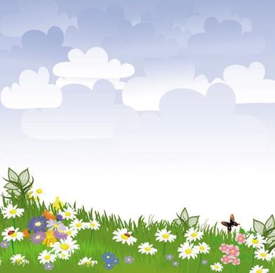 scenic background colorful blooming meadow decor