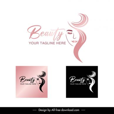 beauty logo template elegant handdrawn lady face