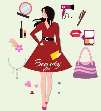 beauty makeup design elements personal accessories girl icons