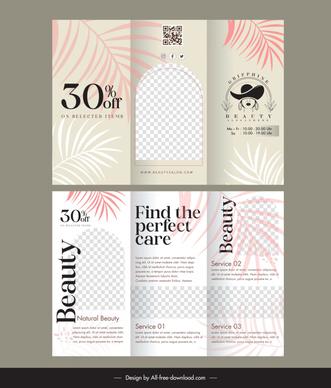 beauty salon brochure template elegant trifold leaves checkered decor